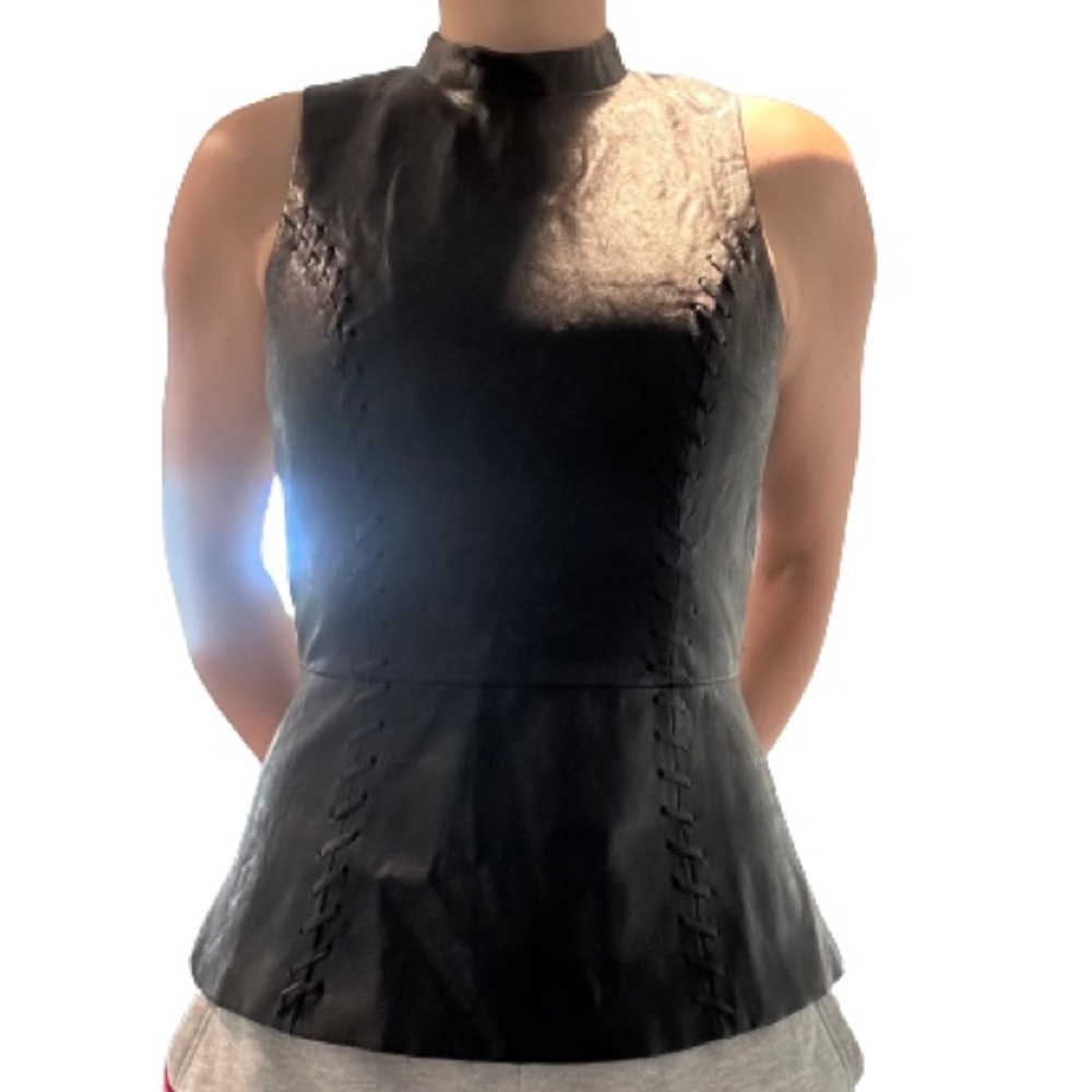 Spammer Sugar+Lips Faux Leather Peplum Top